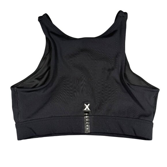 Savage X Fenty Black Lace-Up Sports Bra Size Medium Supportive Activewear Top - Picture 3 of 3